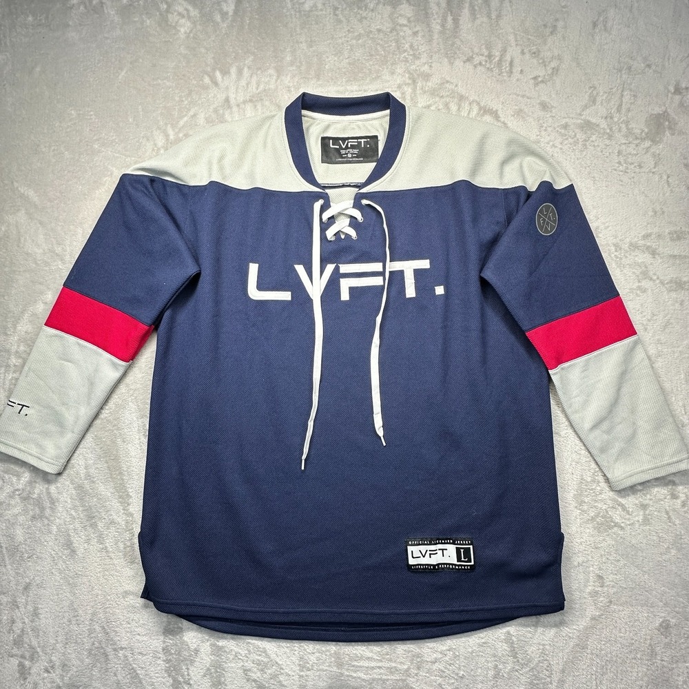 Live Fit Apparel LVFT Hockey Jersey Mens L Blue Official Licensed Lace Up V Neck
